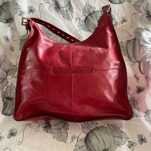HOBO Marley Ruby Red Leather Hobo Handbag EUC